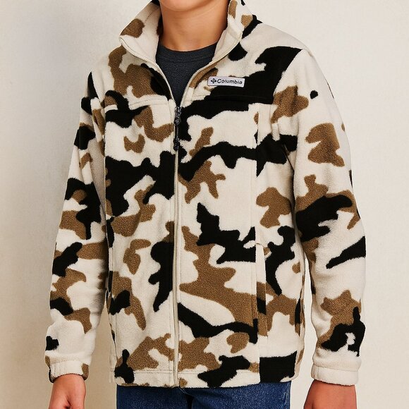 COLUMBIA Zing‎ III Fleece Jacket Cream Black Camo Size Large (14/16) - Picture 1 of 4